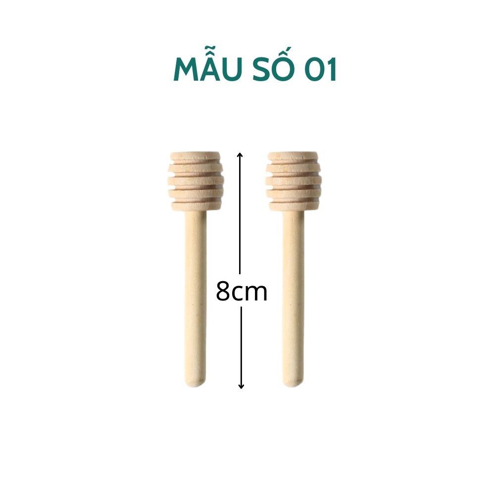 [Nhiều mẫu] Set 2 cây lấy mật ong bằng gỗ cán dài, muỗng khuấy thìa gỗ múc mật ong chuyên dụng