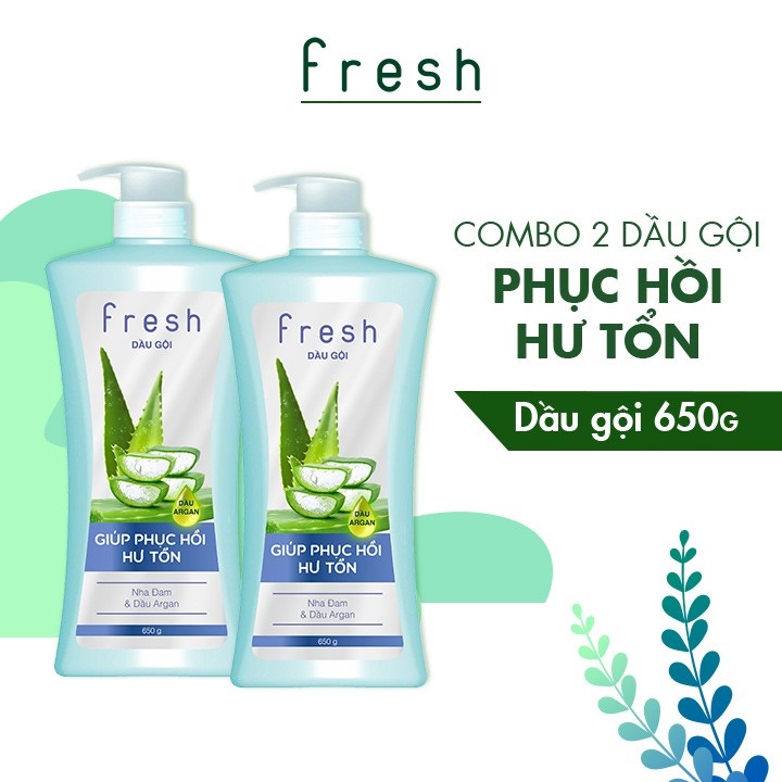 Combo 2 Dầu gội Fresh giúp phục hồi hư tổn 650g