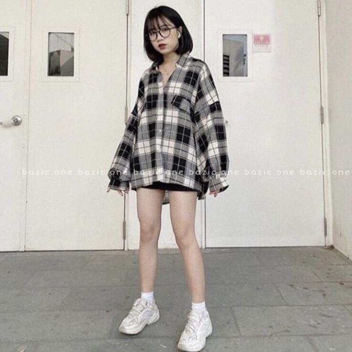 Áo khoát cho nữ sơ mi FLANNEL caro vải bố hàng đẹp hàng chuẩn shop-A763