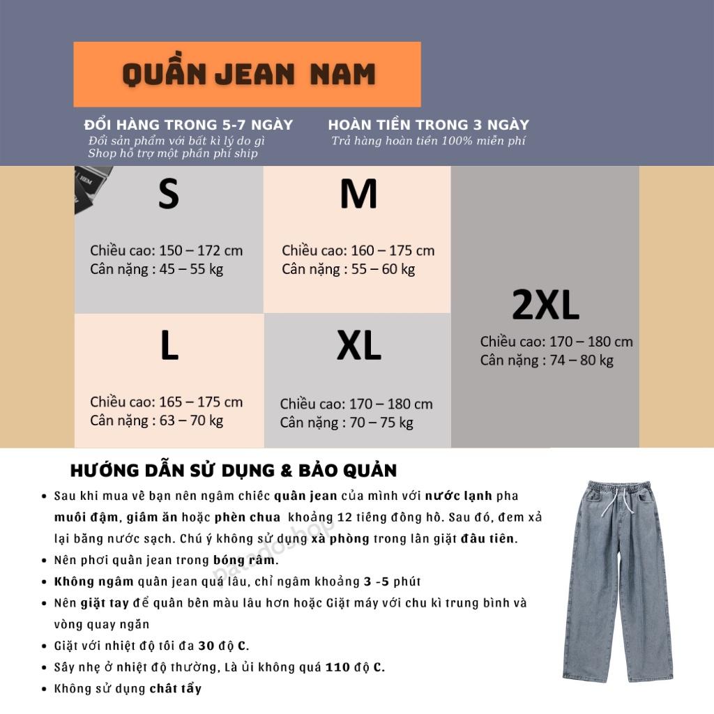 Quần jean nam ống rộng cạp chun unisex dáng suống vải jeans bò cao cấp ulzzang phong cách Hàn Quốc