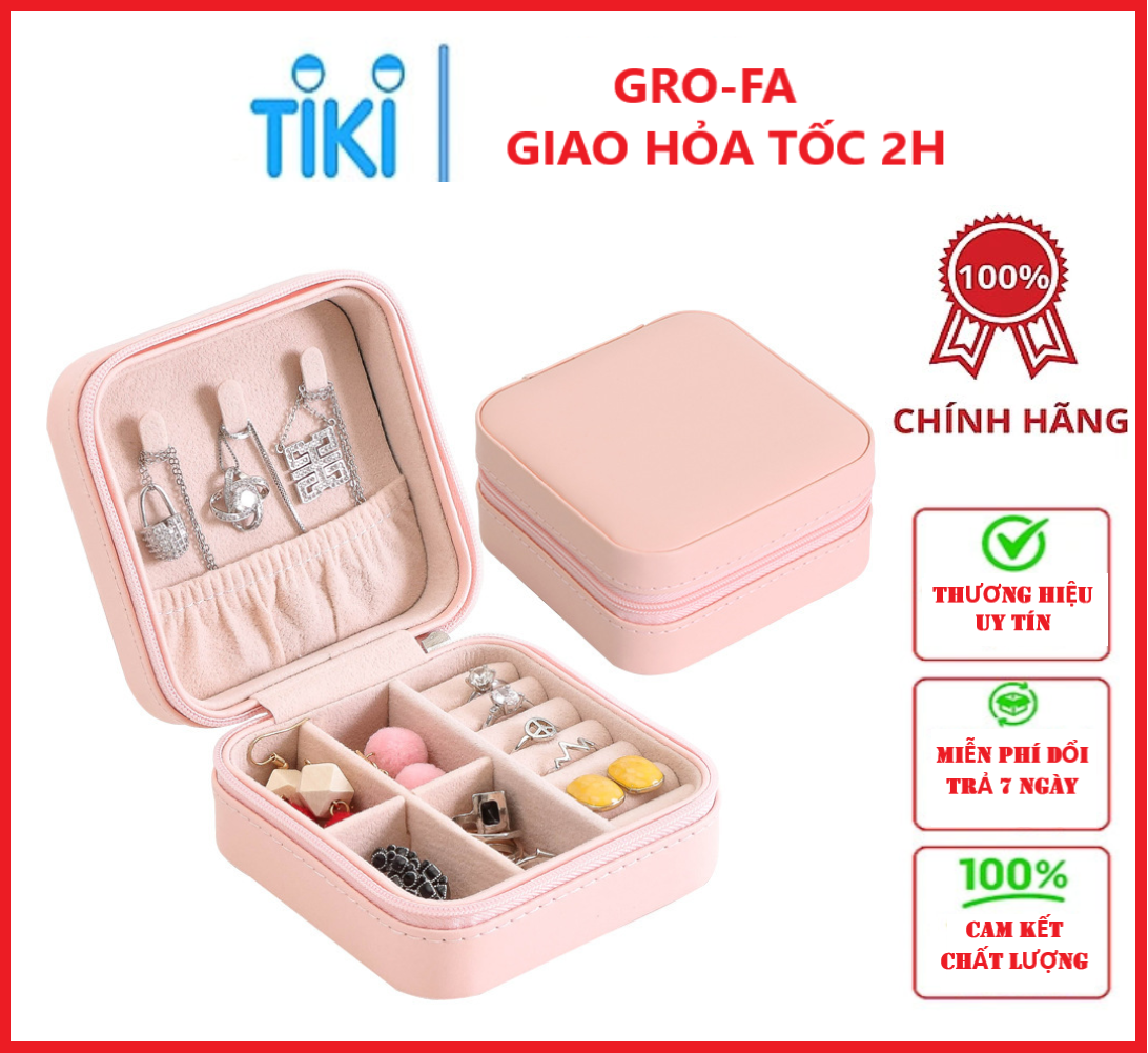 Hộp Đựng Trang Sức Bằng Da PU Nhiều Mẫu , Nhiều Cỡ - Chính Hãng GROFA