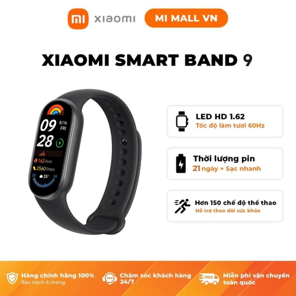 Vòng Đeo Tay Thông Minh Xiaomi Mi Band 9 - Bản Quốc Tế - Hàng Chính Hãng