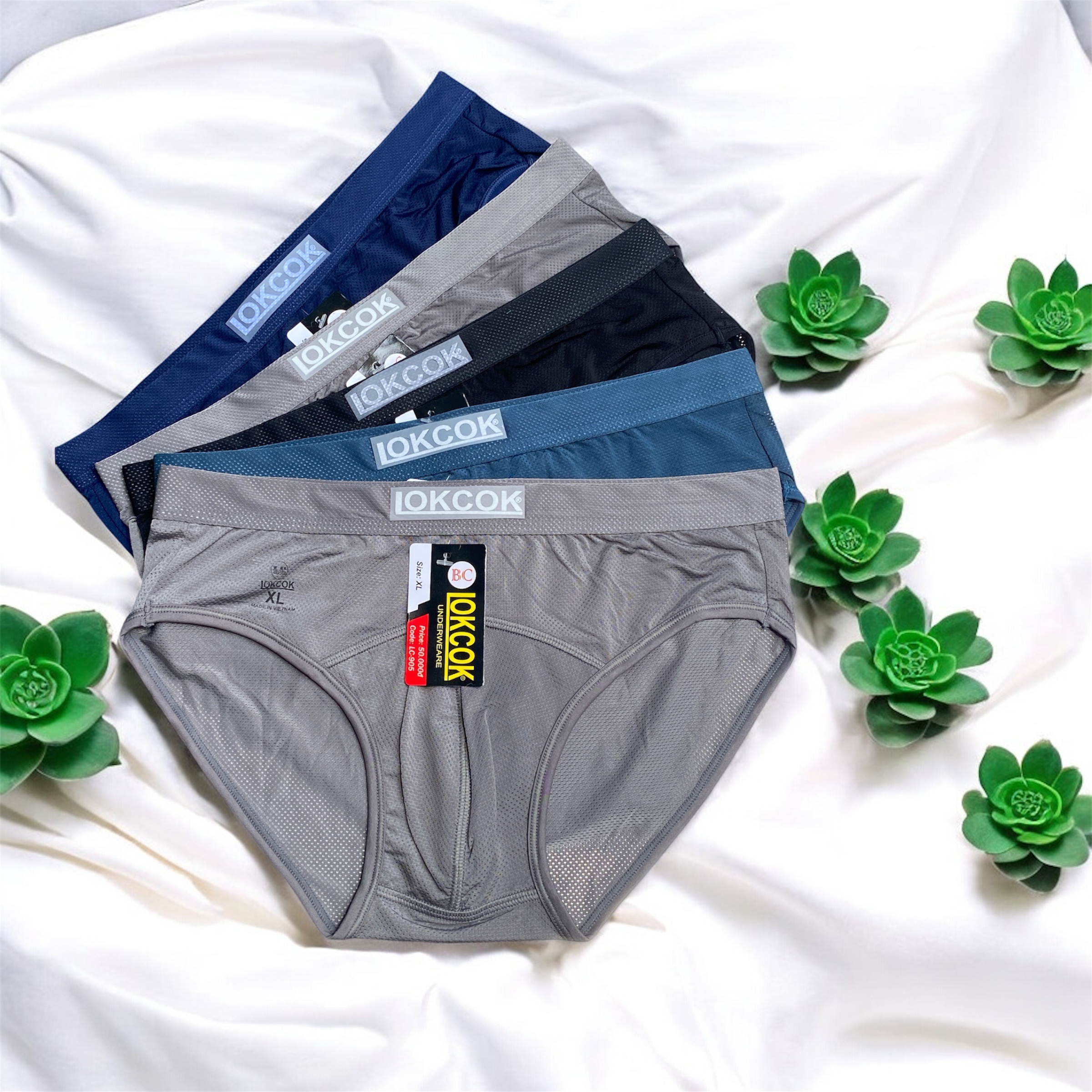 Combo 5 Quần Lót Nam Thun Lạnh Thông Hơi Trơn LokCok 905 Size M-3XL