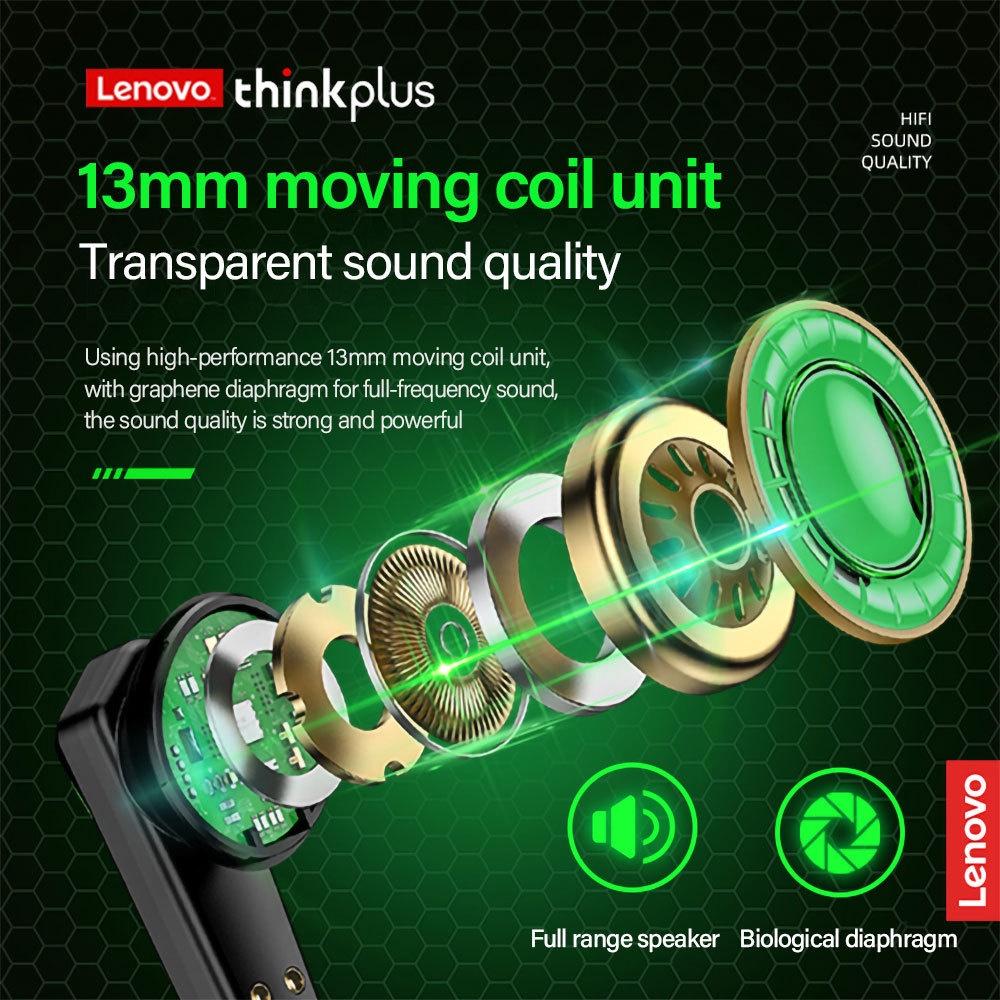 Lenovo GM1 Bluetooth Gaming Earphone Stereo Sound Lntelligent Noise Reduction Pleasant Sound Waterproof Touch Control Low Latency With Mic-Hàng chính hãng