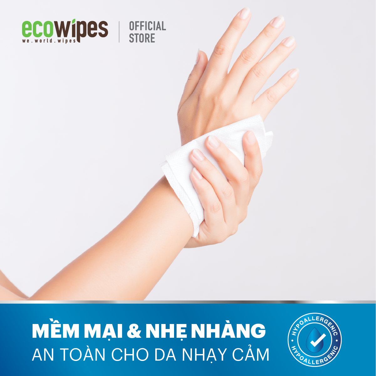 Khăn giấy ướt diệt khuẩn Ecowipes gói 60 tờ Disinfecting Wipes diệt 99,9% vi khuẩn hương chanh dịu nhẹ không kích ứng da