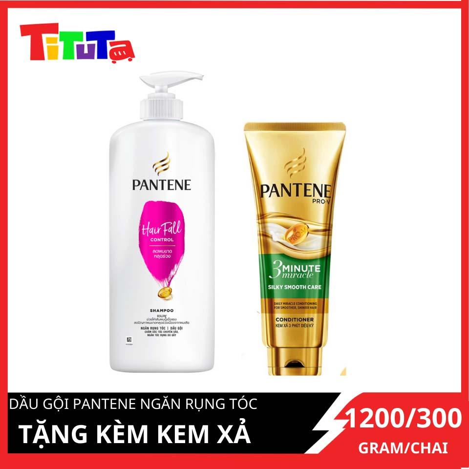 Combo Dầu Gội Pantene Ngăn Rụng Tóc 1200ml + Dầu Xả Pantene Keratin 300ml