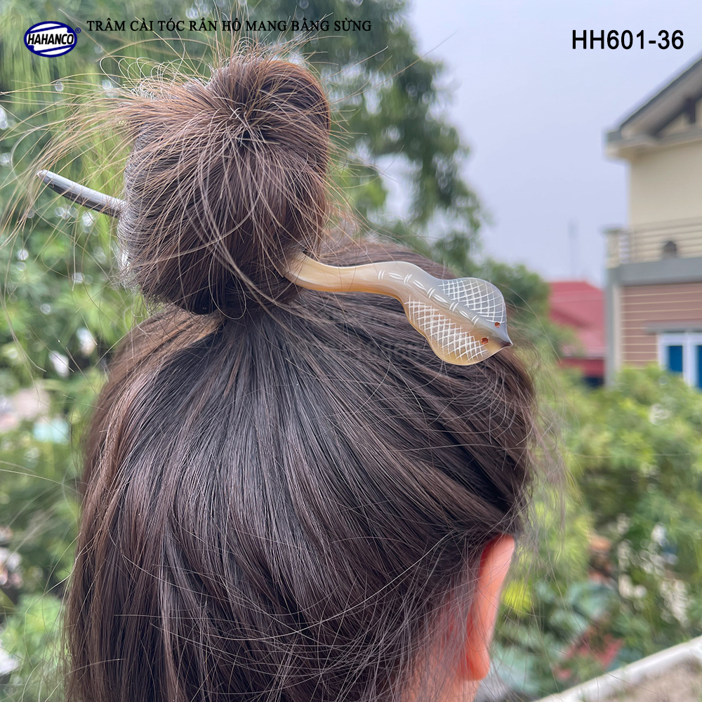 Trâm cài tóc rắn hổ mang bằng sừng - đục khắc hình đẹp - phong cách cá tính (HH601-36)