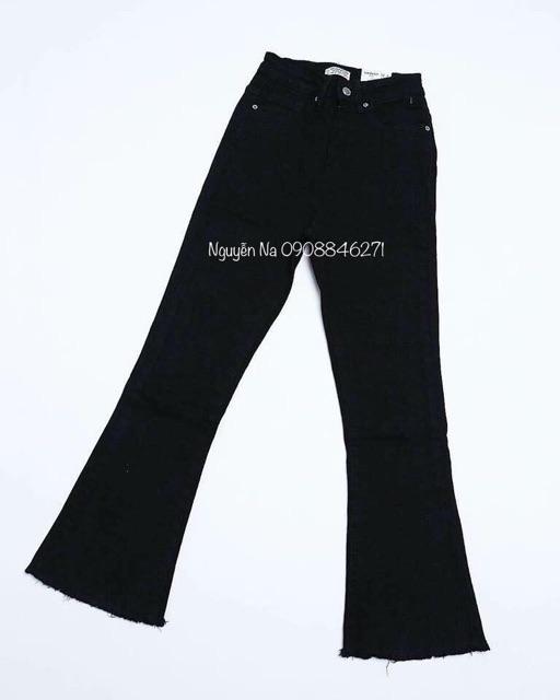 QUẦN ỐNG LOE ĐEN DÀI- chất jeans dày mềm- (hình thật