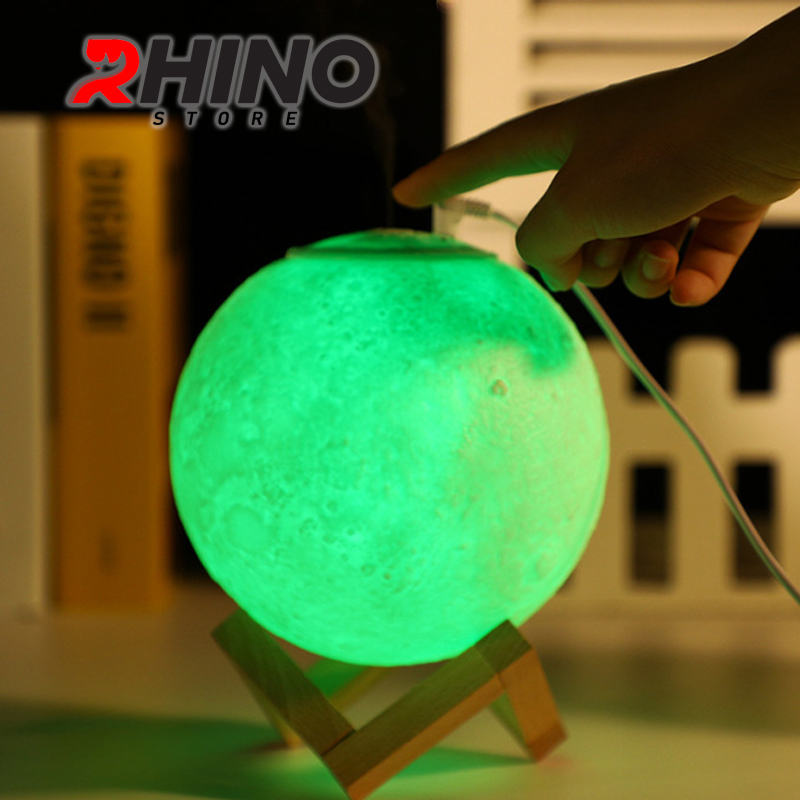 Máy phun sương tinh dầu tạo ẩm Rhino H302 hình mặt trăng, dung tích 880ml, nhỏ gọn - Hàng chính hãng