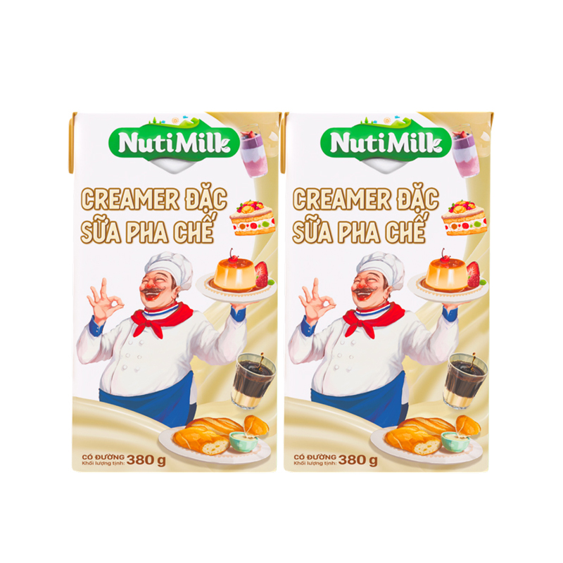 Combo 2 Creamer đặc Sữa pha chế có đường Nuti Hộp 380g CB2.SDH01TI NUTIFOOD