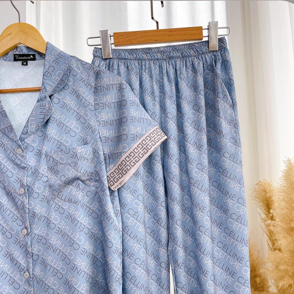 Bộ mặc nhà Pyjama Tay Ngắn quần dài chất lụa Tea Store cao cấp sang trọng