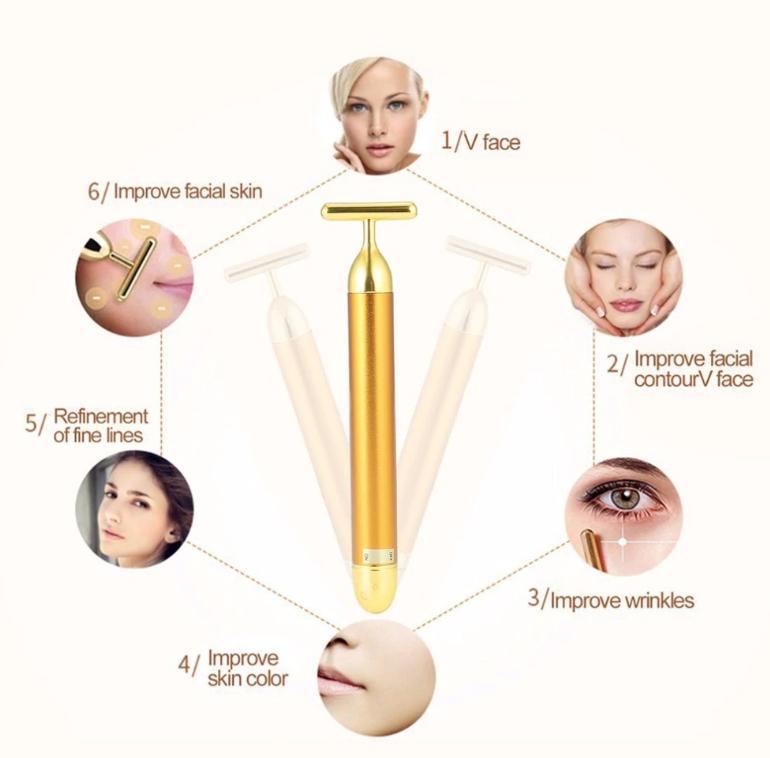 Máy Massage Rung Cầm Tay FullBody Giảm Nếp Nhăn Cây Lăn Nâng Cơ Mặt Thon Gọn (Tặng 1 SP Ngẫu Nhiên) (Hàng Chính Hãng)