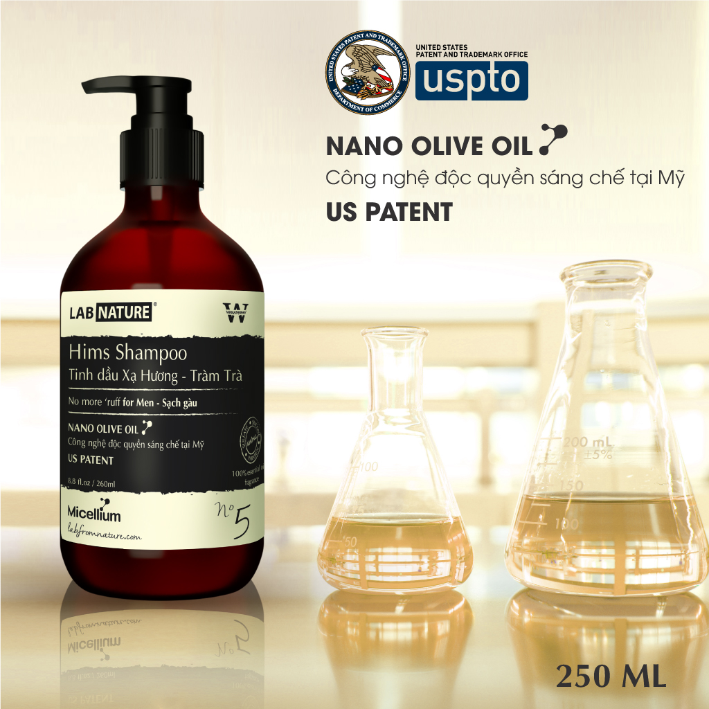 Dầu gội trị gàu Lab Nature cho Nam No.5 - công nghệ Nano Olive Oil - 250ml