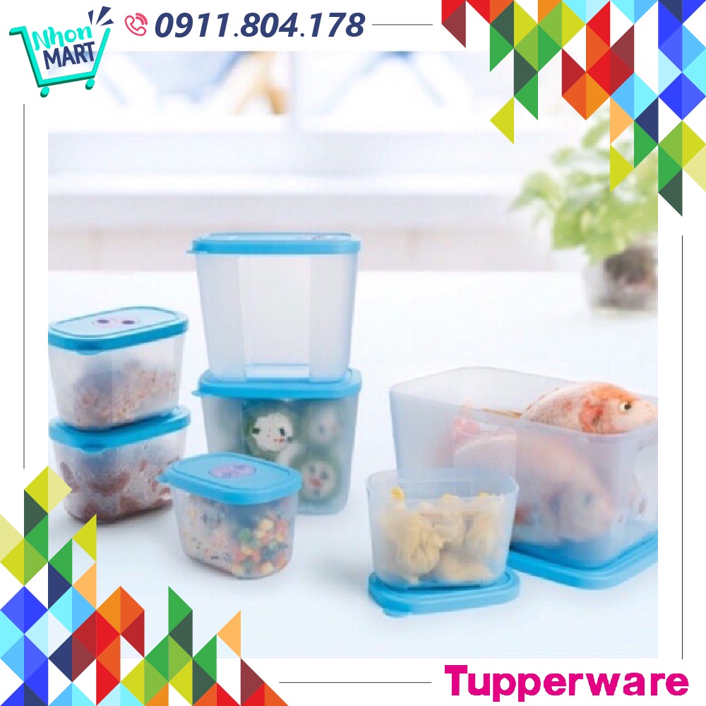 Bộ Hộp Trữ Đông - Bộ 7 Hộp Tuppeware Trữ Đông Đựng Thực Phẩm Nắp Đồng Hồ Cao Cấp - Hàng Chính Hãng