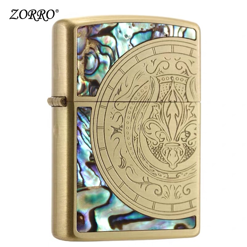 Vỏ Hột Quẹt Bật Lửa Hộp Quet Xăng Đá Zorro Hoa Văn Khảm Trai Z91630
