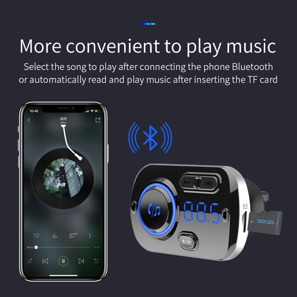 Thiết bị truyền tín hiệu FM QC 3.0 Bluetooth 5.0 LCD MP3 cho xe hơi