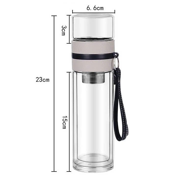 Bình Thủy Tinh 2 Lớp Pha Trà - Cách Nhiệt Tốt - Có Lõi Lọc Inox 304 - Dung Tích 400ml - Hàng Loại 1