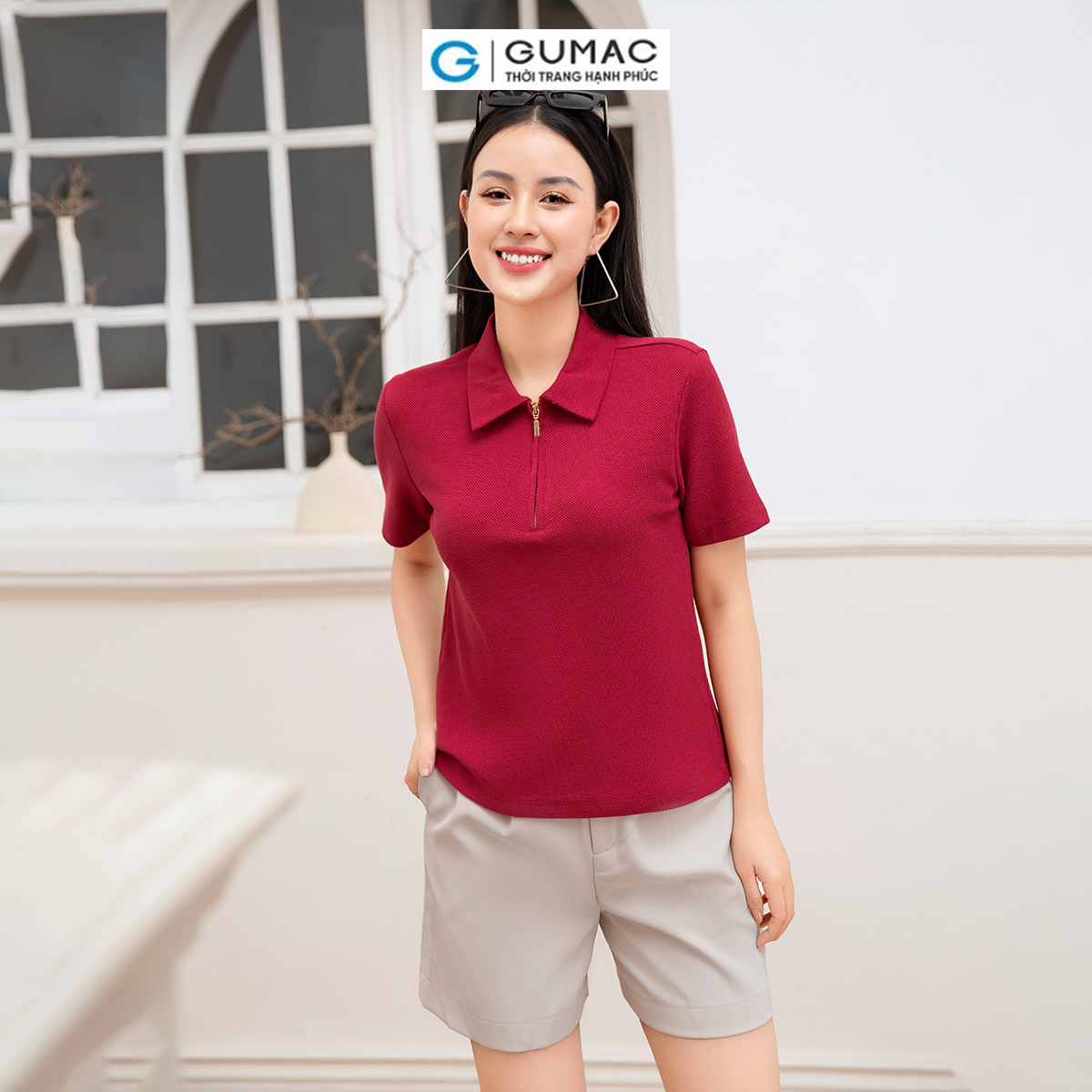 Áo polo phối dây kéo thời trang GUMAC ATD10031