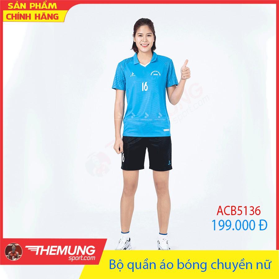 Bộ quần áo bóng chuyền nữ ACB5136 Xanh copan phối đen