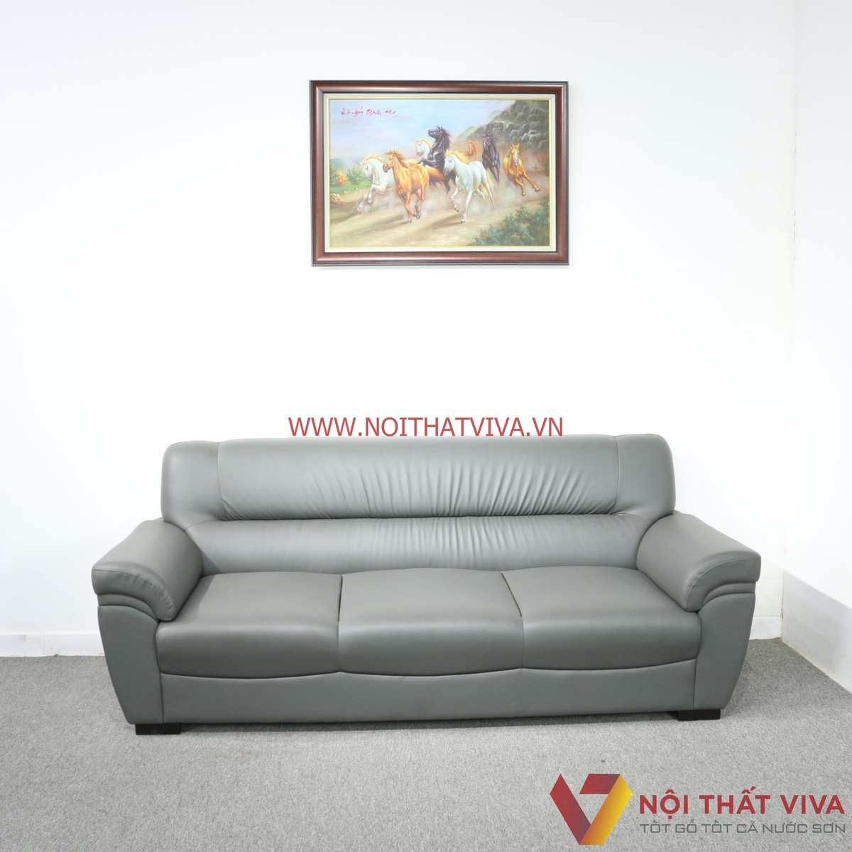 Bộ Sofa Bọc Da Kiểu Đối Màu Xanh Đen Bàn Gỗ MDF Đẹp Hiện Đại