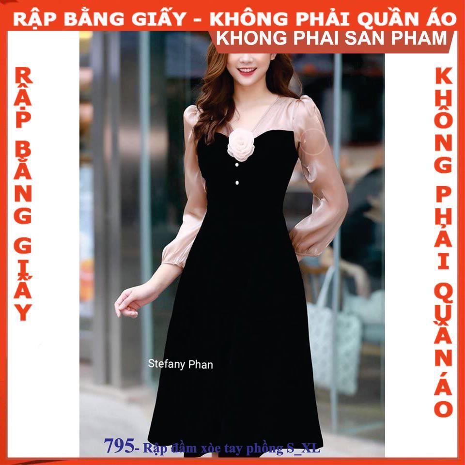 Rập giấy A0 đầm tay phồng mã 795 (BẢN VẼ)