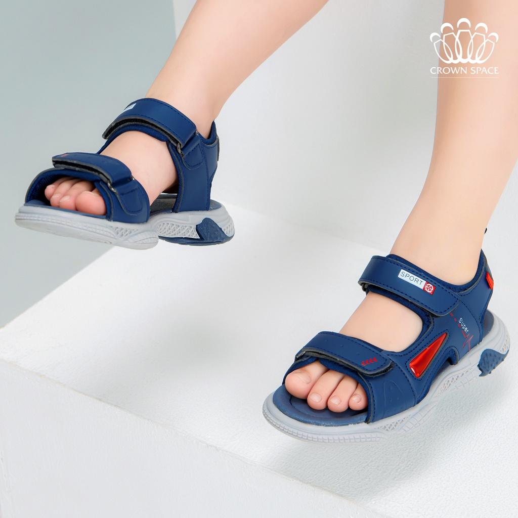 Dép Quai Hậu Sandal Bé Trai Đi Học Đi Chơi Crown Space Cao Cấp CRUK556 - Nhẹ Êm, Chống Hôi Chân Màu Xanh Size 26-35