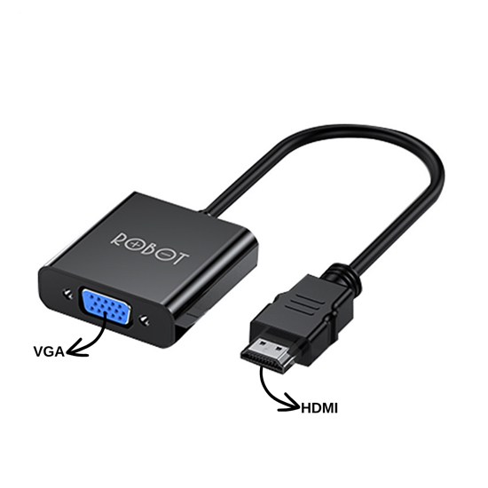 Bộ Chuyển đổi HDMI sang VGA ROBOT RHV10 Độ Phân Giải FULL HD 1080P Kết nối với Máy chiếu TV - Hàng Chính Hãng