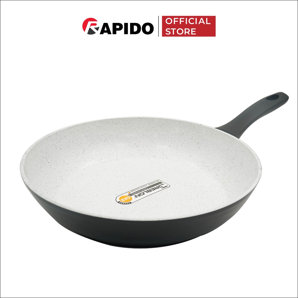 Chảo từ chống dính Rapido, chảo xào vân đá size 24-30cm dùng bếp từ, gas, hồng ngoại - Hàng chính hãng