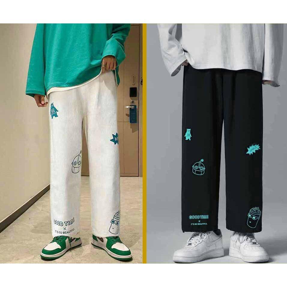 Quần cull nỉ mặc 2 kiểu bo chân dây rút form rộng