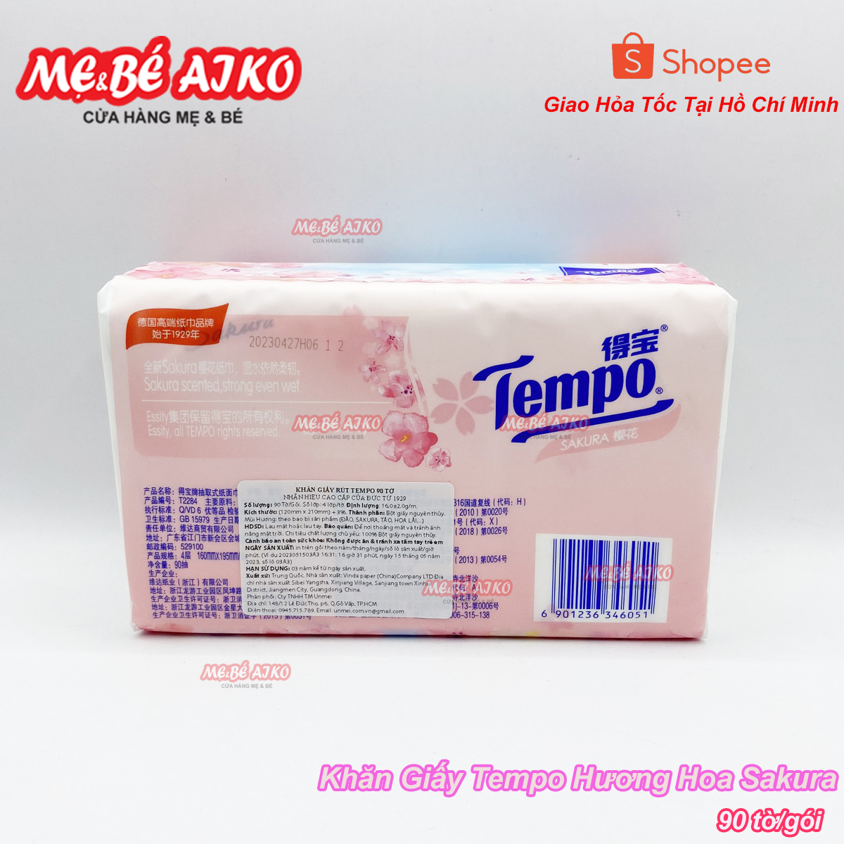 (Hương Hoa Sakura) Khăn Giấy Rút Cao cấp Tempo - 4 Lớp Bền Dai, An Toàn Cho Da (Lốc 4 Gói)