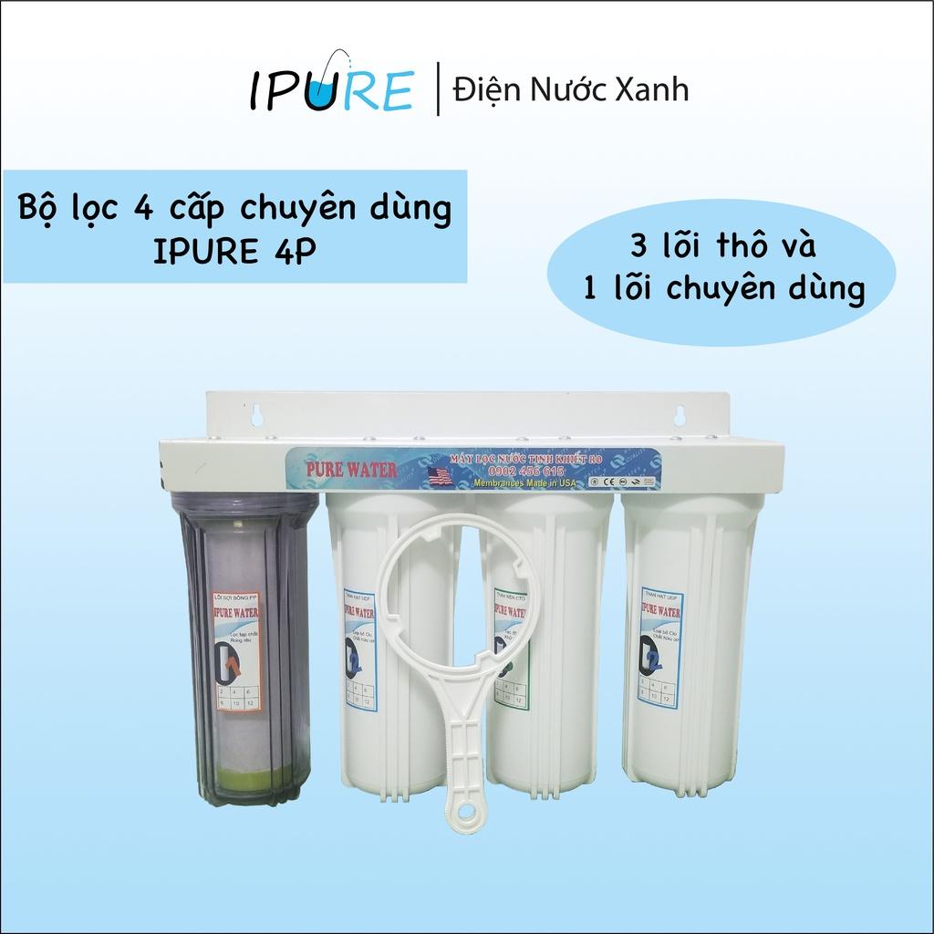 Máy lọc nước thô 4 cấp lọc DNX IPURE bộ lọc nước đầu nguồn nâng pH khử sắt clo