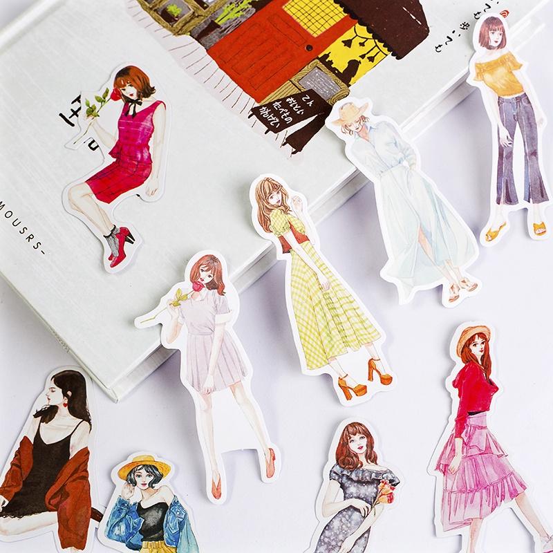 S46 - Set 20 sticker giấy cô gái thời trang Fashion Girl trang trí sổ bullet journal, junk journal - Cây Sồi Già
