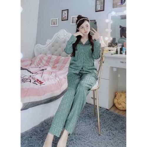 Bộ Pijama Chất Lụa Gấm Tay Dài- Quần Dài