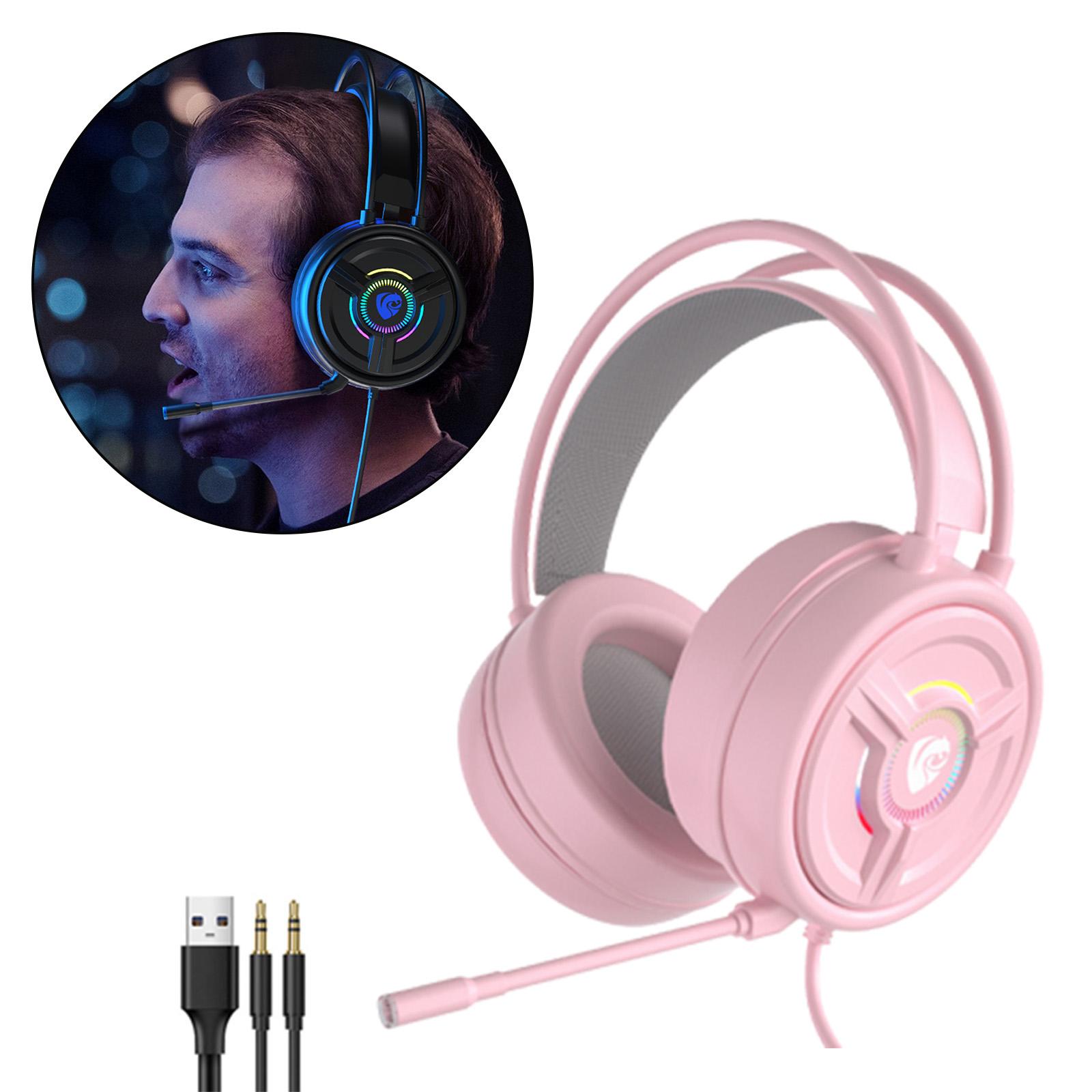 3.5mm Gaming Headset w/LED Light, Stereo Surround Sound, PSH-200 Gaming Headphones with Noise Cancelling Mic for PC Laptop