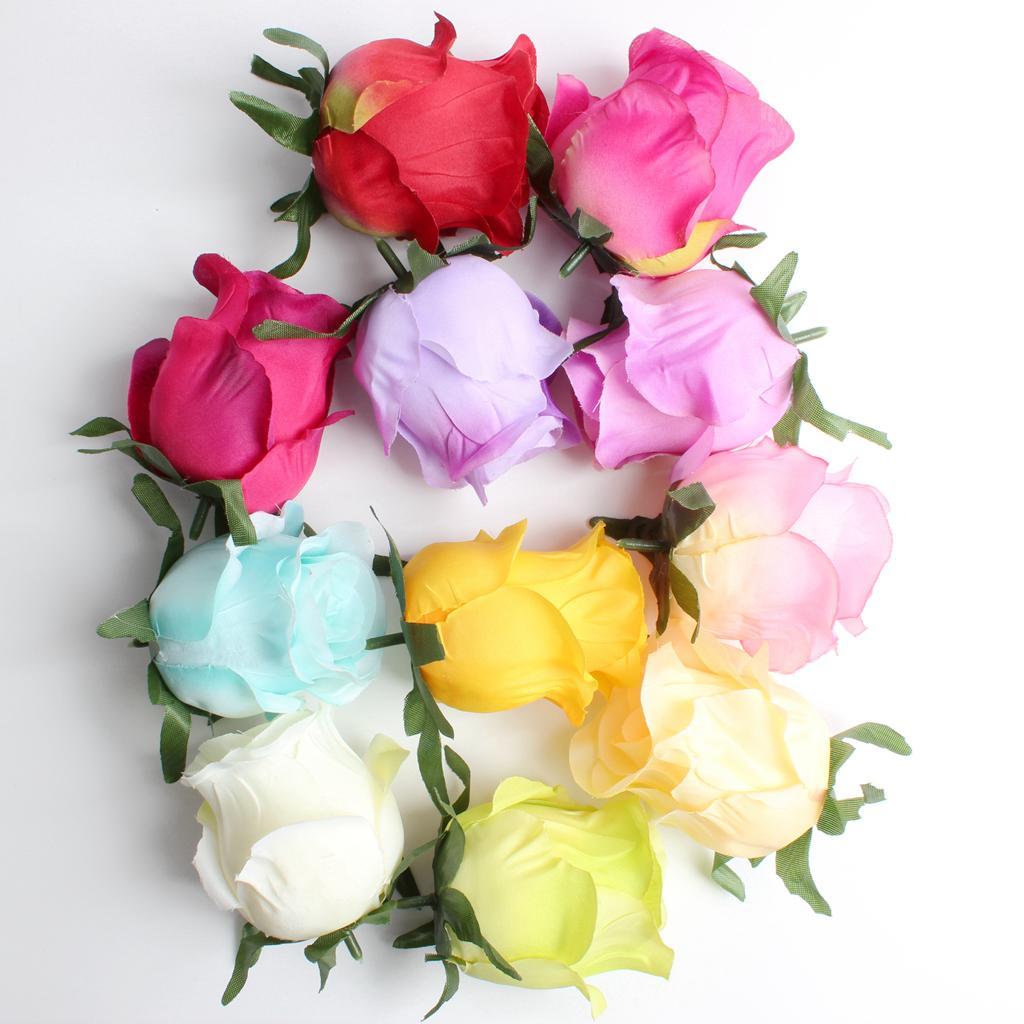 2X 10pcs Artificial Silk Rose Flower Head DIY Bouquet Wedding Decor Multi