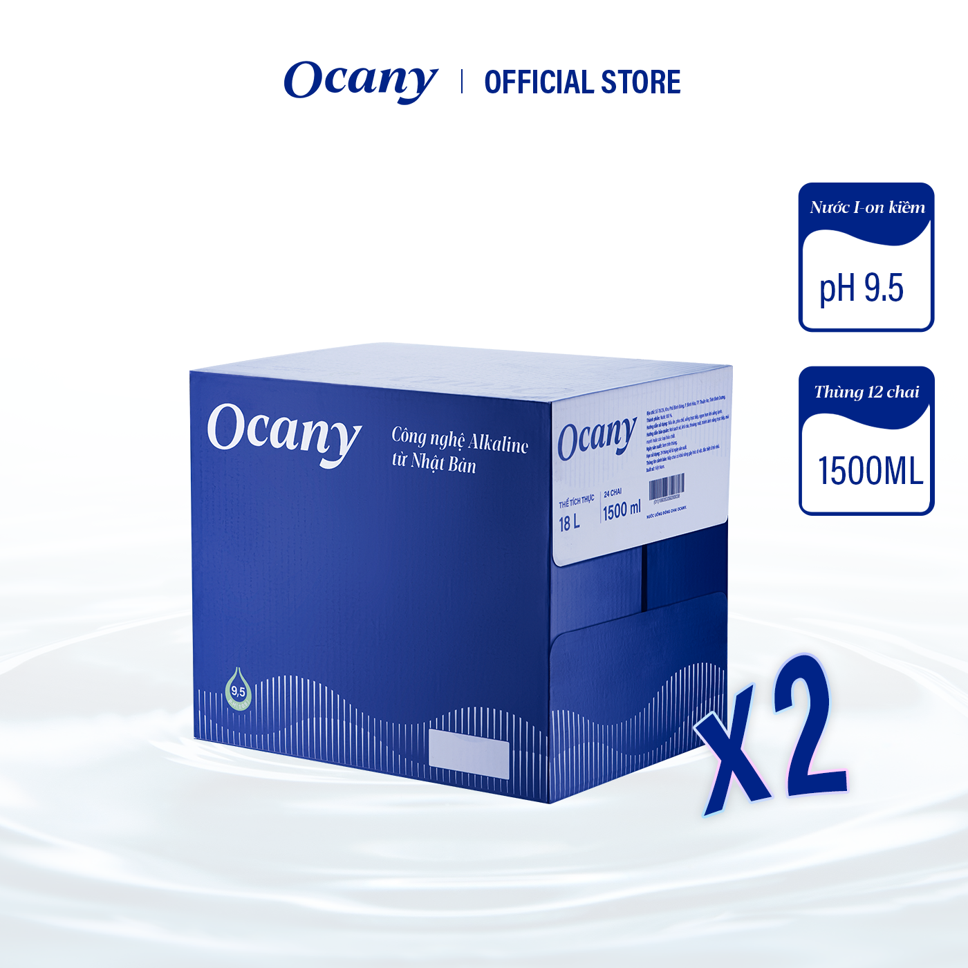 Combo 2 thùng 12 chai nước ion kiềm Ocany chai 1.5ml