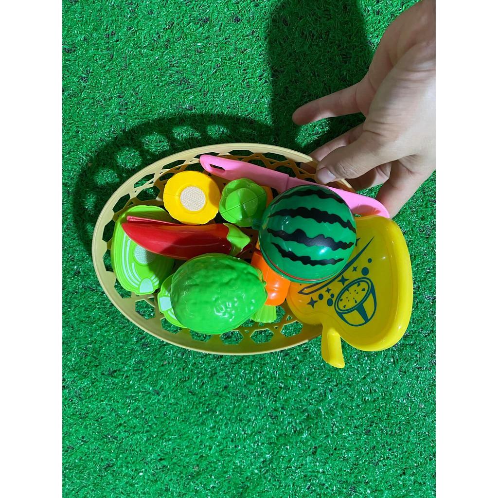 Bộ đồ chơi cắt hoa quả bằng nhựa nguyên sinh cho bé (kèm rổ)
