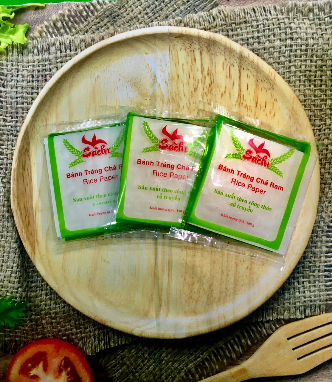 Bánh tráng cuốn Chả ram Sachi