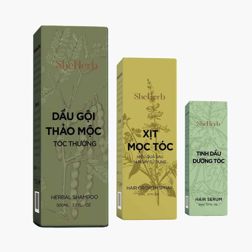 Combo Bộ 3 Sản Phẩm Chăm Sóc Tóc Toàn Diện Thuần Chay She Herb