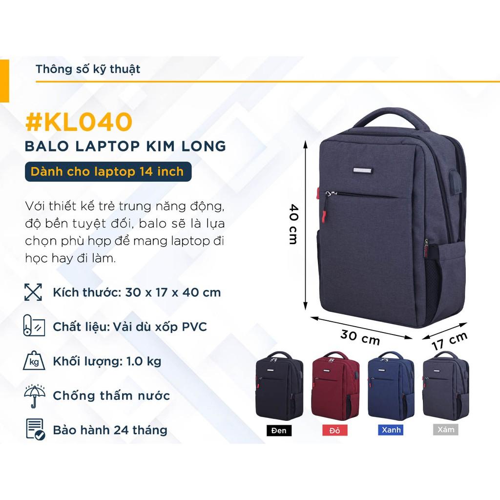 Balo Laptop 14Inch Có Sạc Usb Thời Trang Cao Cấp Kim Long Kl040 - Thời Trang Ti Ti