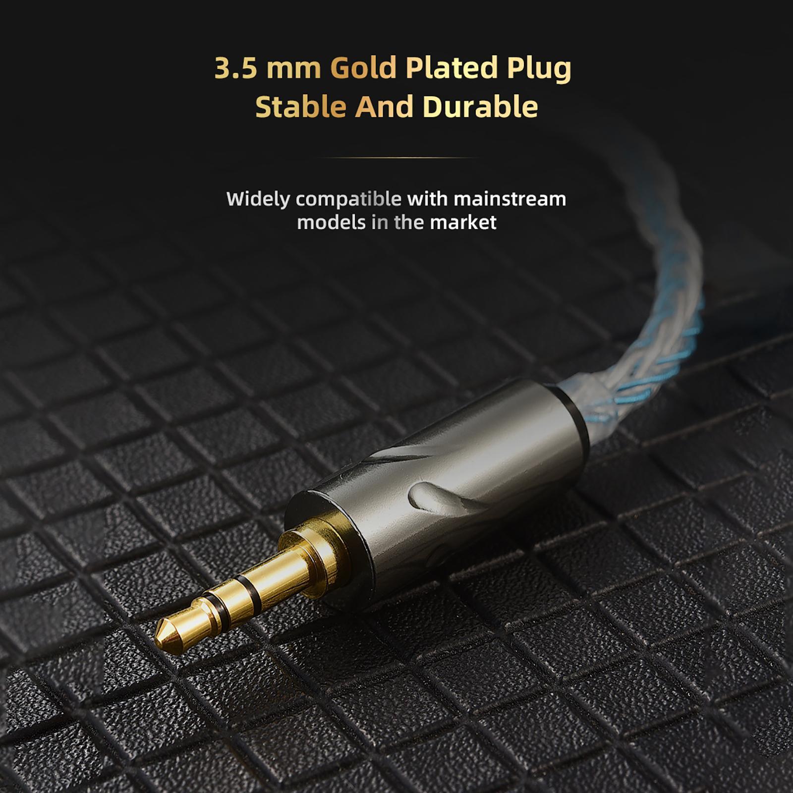 2 Count Earbuds 8 Core Braiding Cable Wire in-Ear 2 Pin 3.5mm Plug for KZ