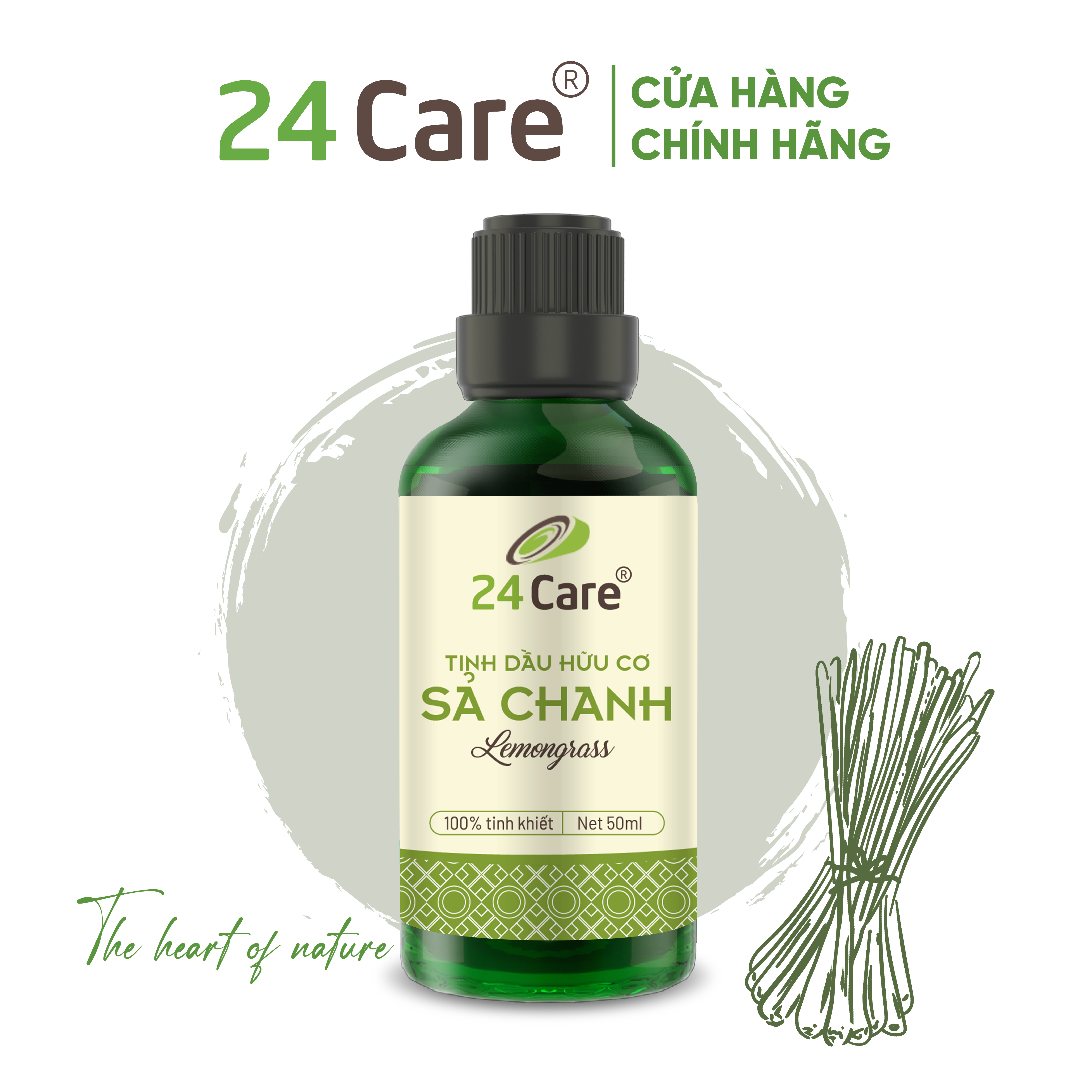 Tinh Dầu Sả Chanh 24Care 100Ml - Tinh Dầu Xông Thơm Phòng Giúp Giảm Căng Thẳng, Thư Giãn, Đuổi Muỗi Và Khử Mùi - 50Ml