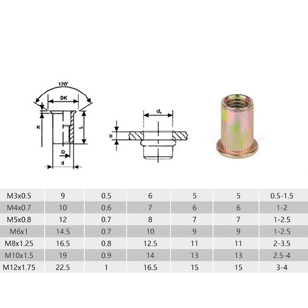 M3/4/5/6/8/10/12 Boxed Suit 100PCS/165pcs/210PCS Mixed Zinc Plated Carbon Steel Rivet Nut Kit Tools Set