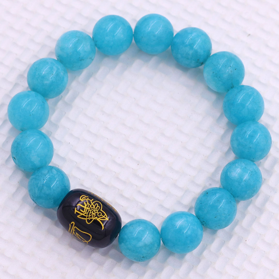 Vòng chuỗi đeo tay đá thạch anh xanh ngọc 10 ly charm giải thái tuế phù, vòng chuỗi phong thủy, giải năm hạn thái tuế