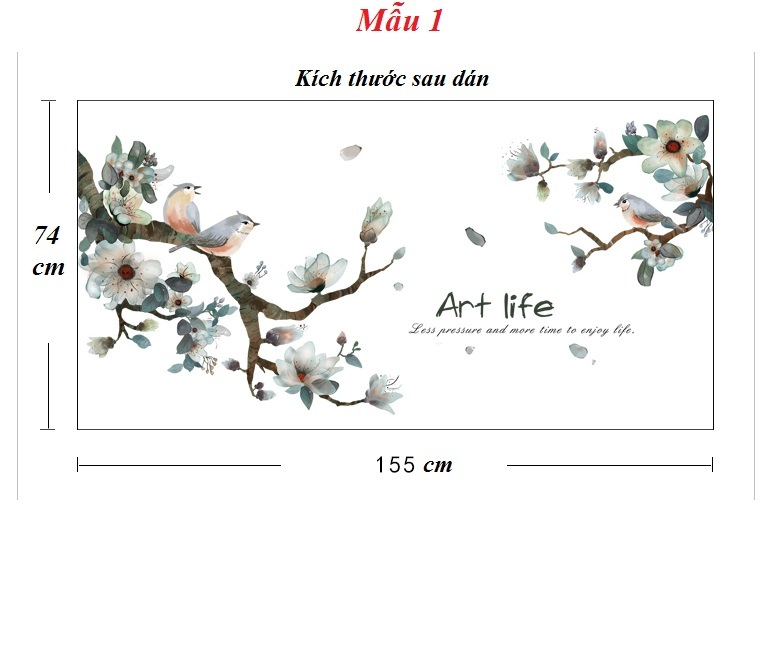 Decal dán tường - Hoa bay hữu tình