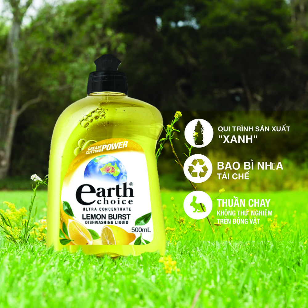 Nước rửa chén đậm đặc Earth Choice hương chanh 500ml