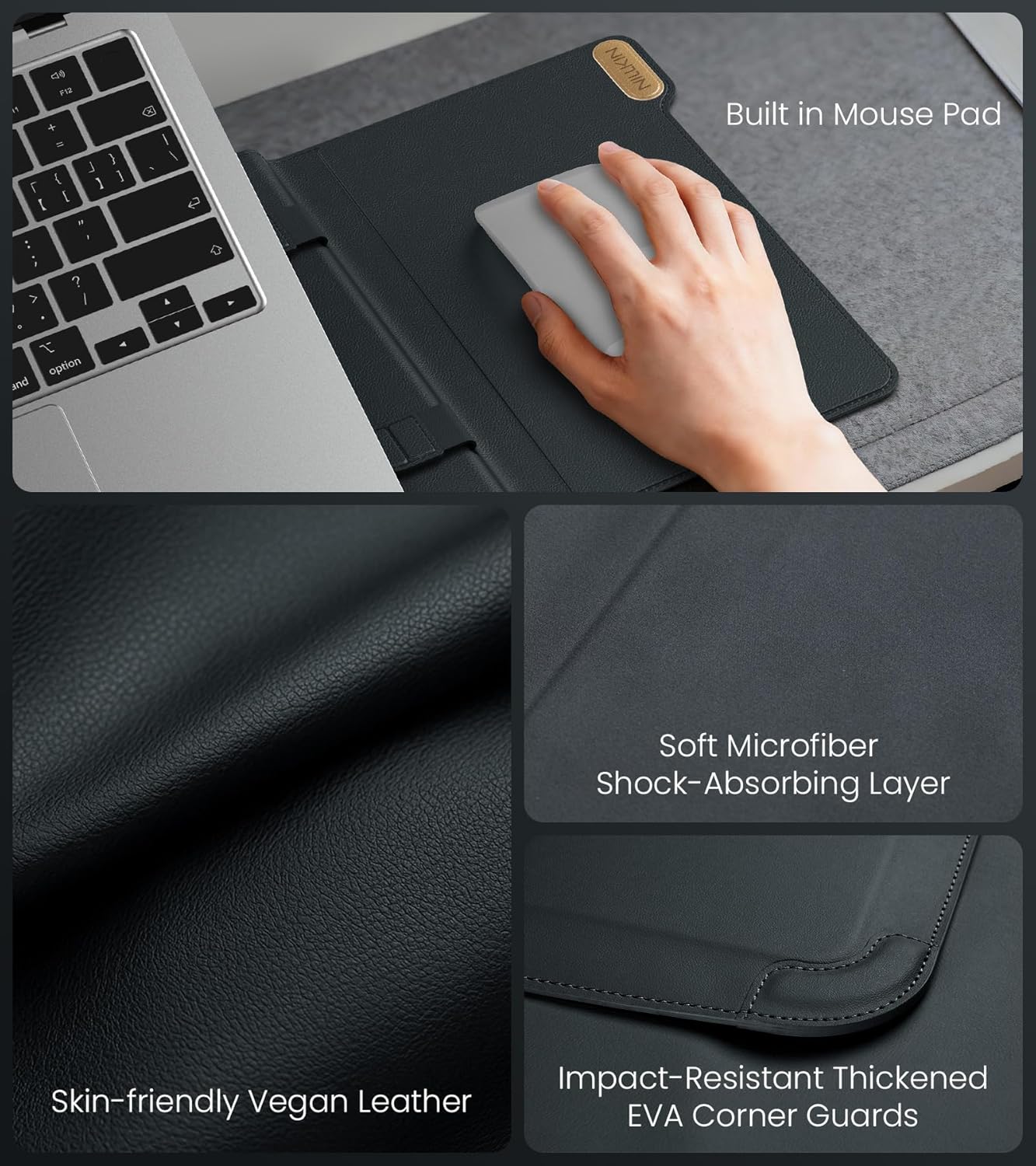 Bao da Nillkin Versatile Pro có giá đỡ và tấm lót chuột cho Laptop 14inch 16inch Macbook Air Pro/Surface/HP/Dell - Hàng Chính Hãng