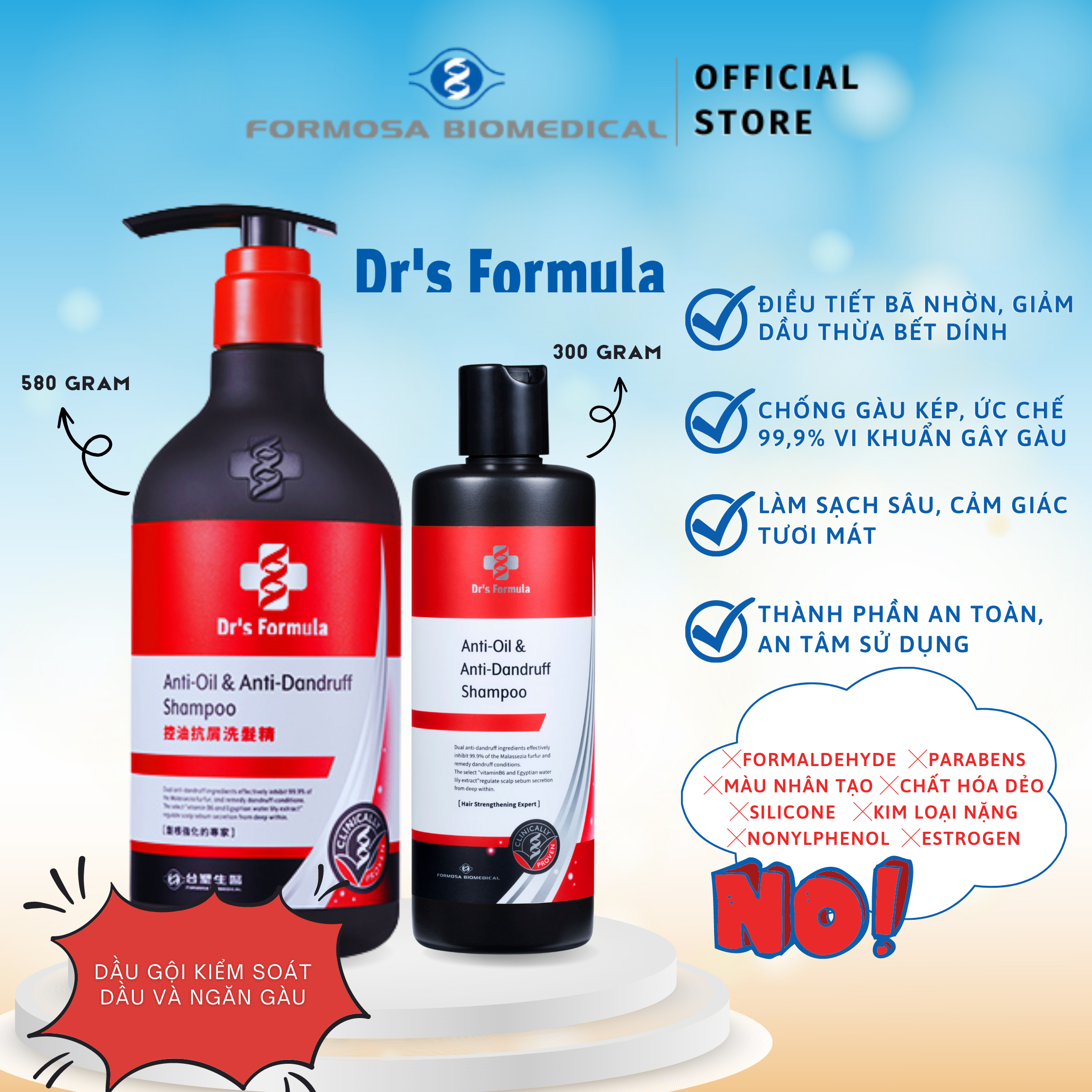 Dầu Gội Kiểm Soát Dầu và Trị Gàu Dr's Formula Anti-Oil &amp; Anti-Dandruff Shampoo