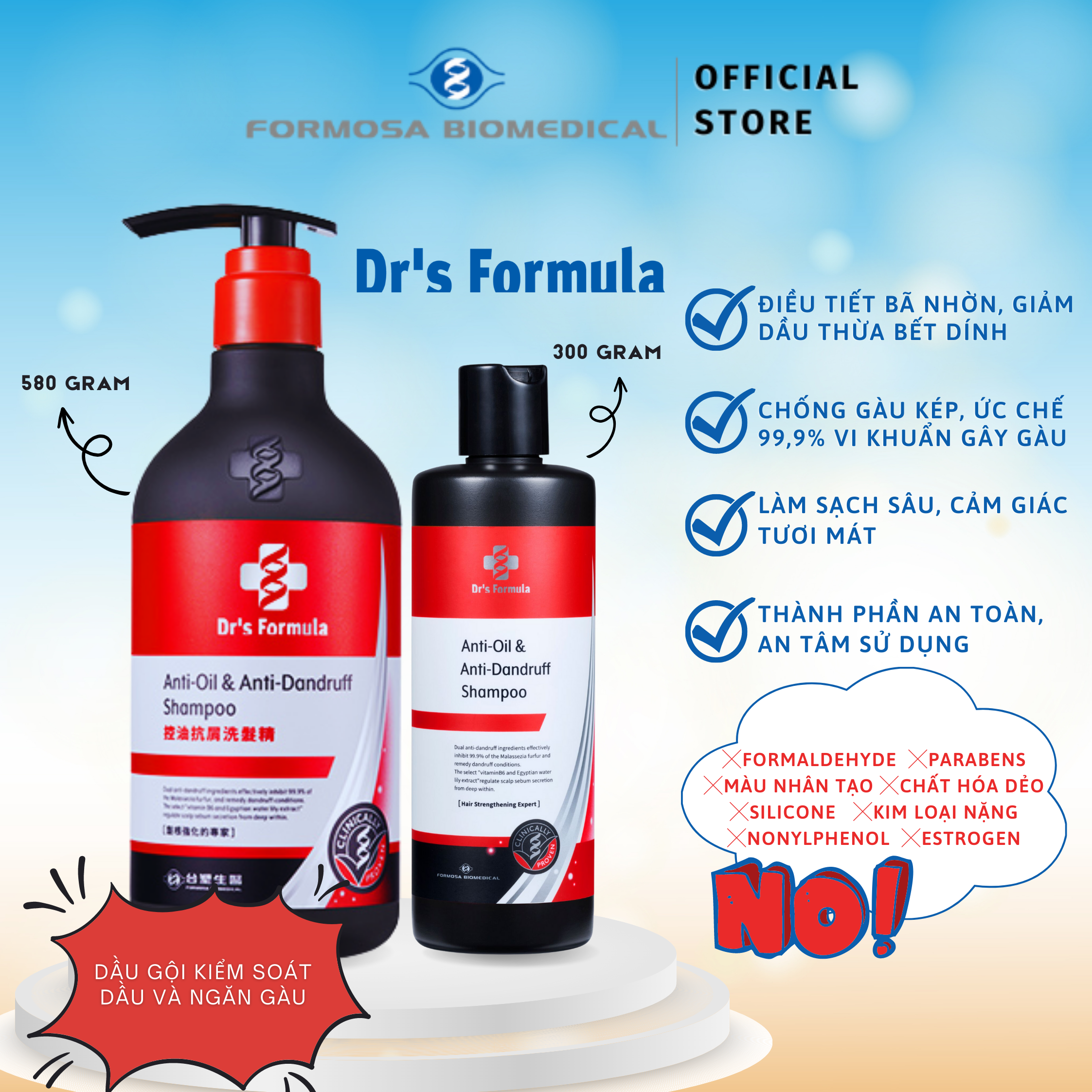 Dầu Gội Kiểm Soát Dầu &amp; Ngăn Gàu Dr's Formula Anti-Oil &amp; Anti-Dandruff Shampoo