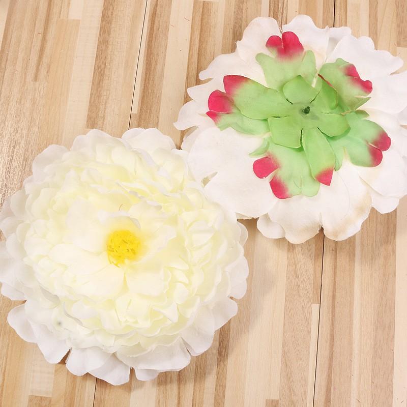Đầu bông mẫu đơn lụa cao cấp,hoa hồng mẫu đơn 13cm